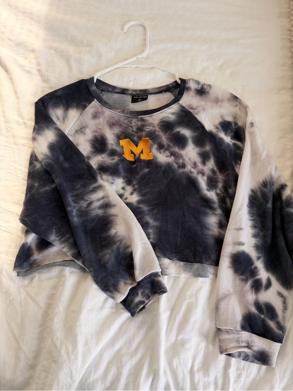 Cropped Tie-Dye Sweatshirt with Michigan M Patch